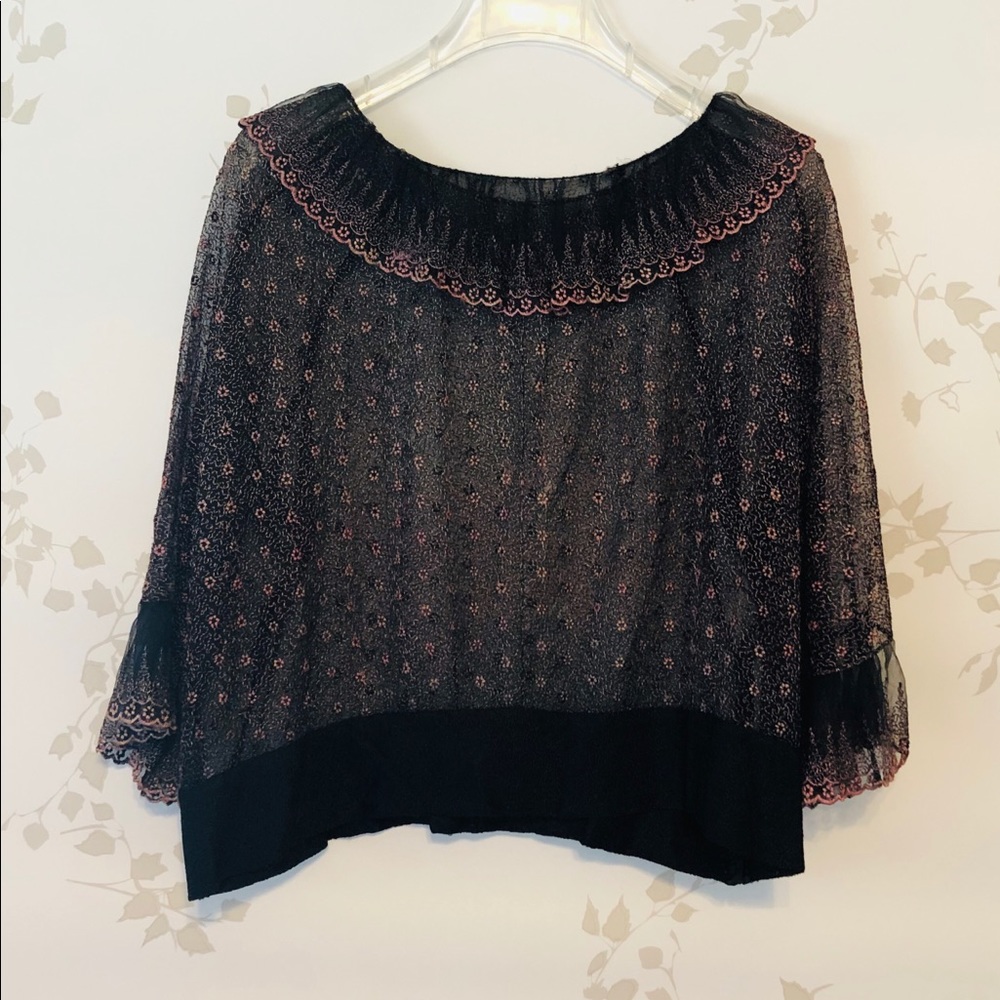 Vintage, sheer black blouse!